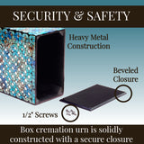 Square Box Funeral Urn fits perfectly in niche or bookshelf - Large Size for Adults up to 220 lbs - Human Ashes - Suitable for Cemetery Burial or Funeral - Beautiful handmade design – 220 cubic inches