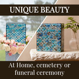 Square Box Funeral Urn fits perfectly in niche or bookshelf - Large Size for Adults up to 220 lbs - Human Ashes - Suitable for Cemetery Burial or Funeral - Beautiful handmade design – 220 cubic inches